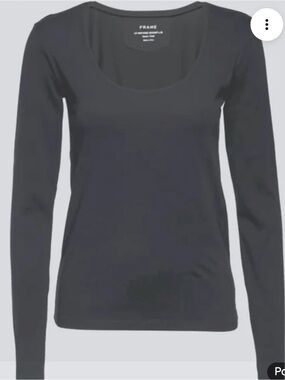 Frame Denim Charcoal Le Mid Rise Scoop Neck Tee 100% Pima Cotton size Medium